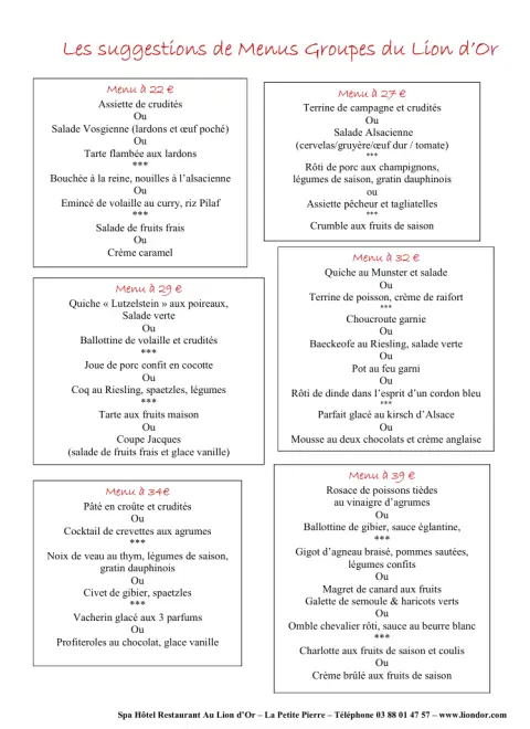 image Suggestions de menus groupes