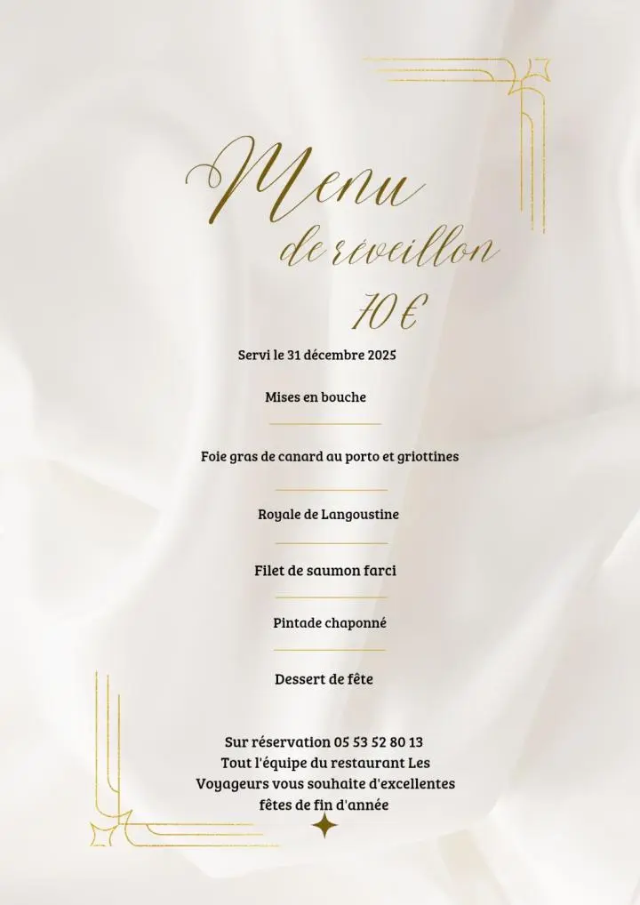   MENU DE REVEILLON DU 31 D&Eacute;CEMBRE 2025