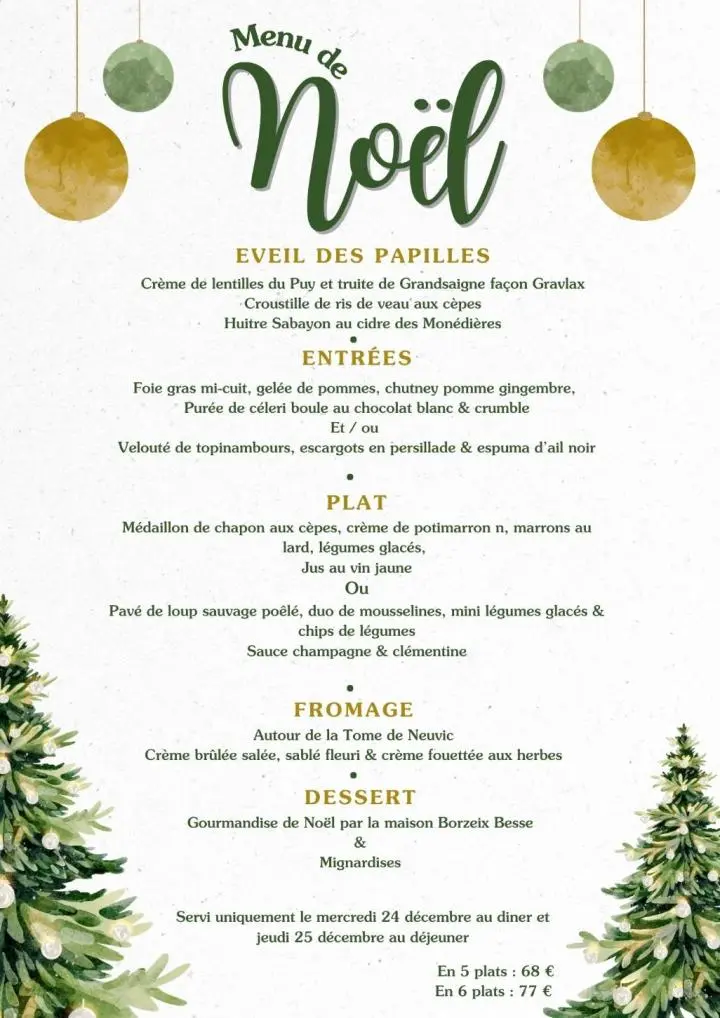   Menu de No&euml;l