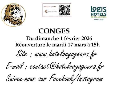  Merci de bien vouloir noter nos dates de fermeture pour congés annuels