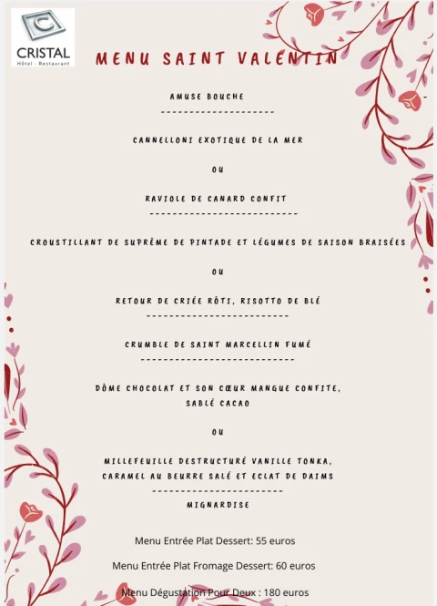 Menu Saint Valentin