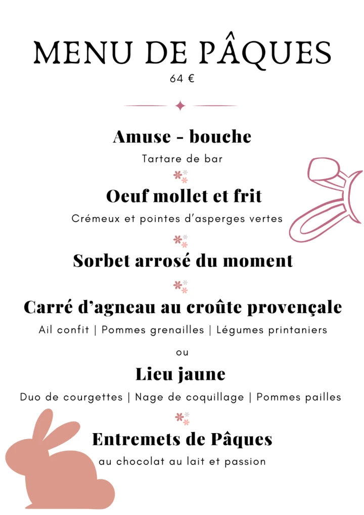   Menu de P&acirc;ques 2026