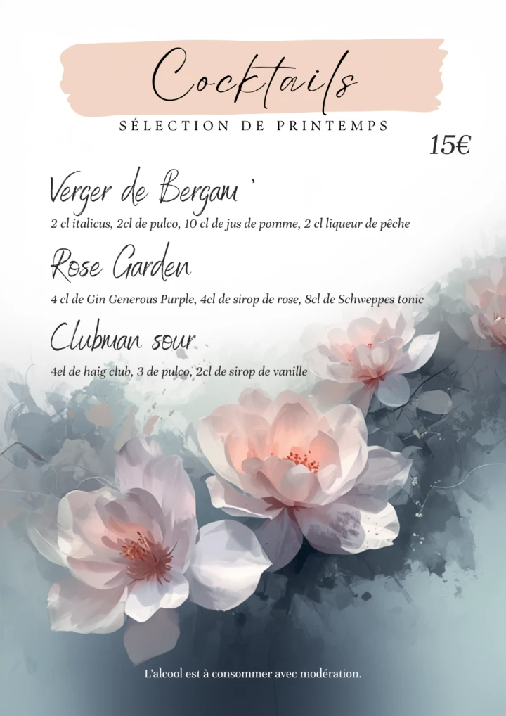   Bar L'Effervescence menu