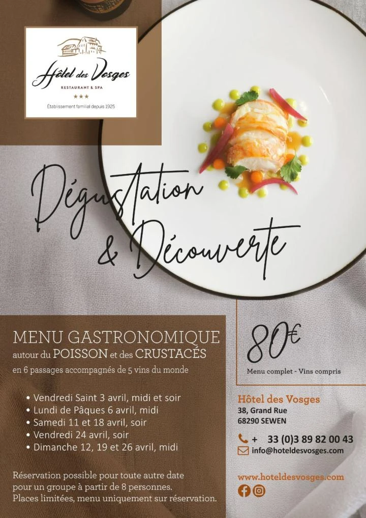   Menu gastronomique Poissons et Crustacés