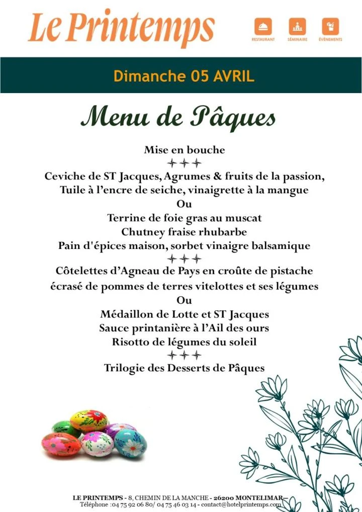   menu Pâques 2026