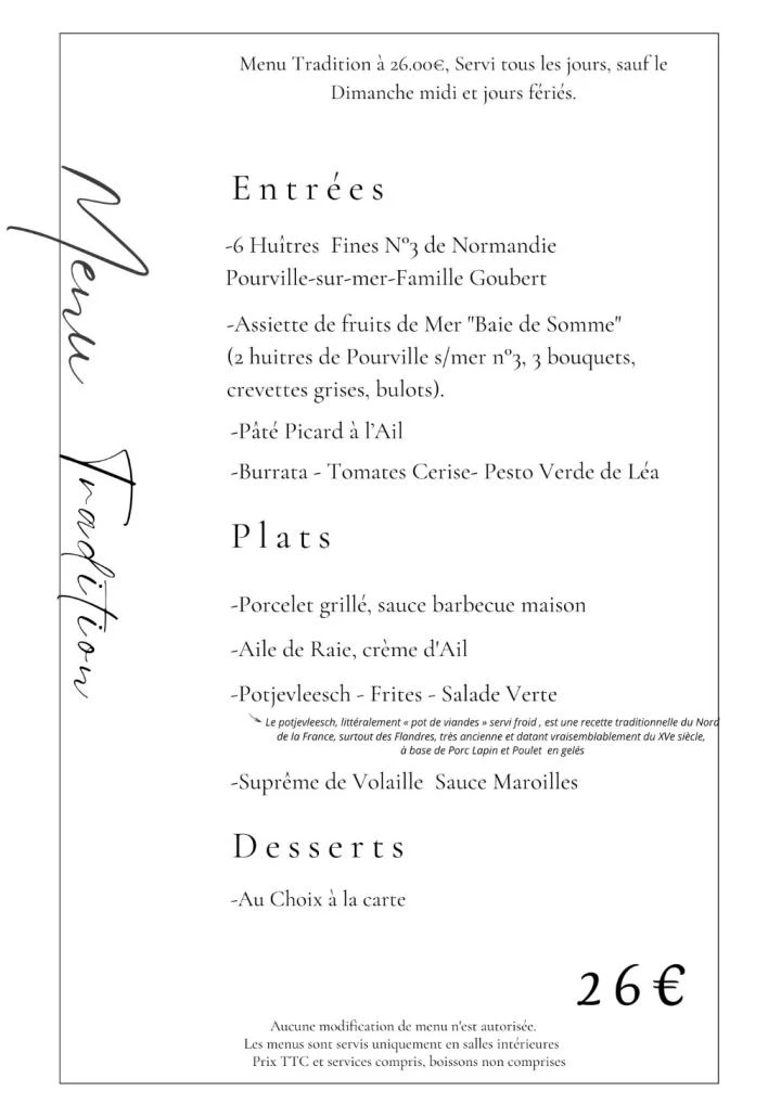   Traditional menu