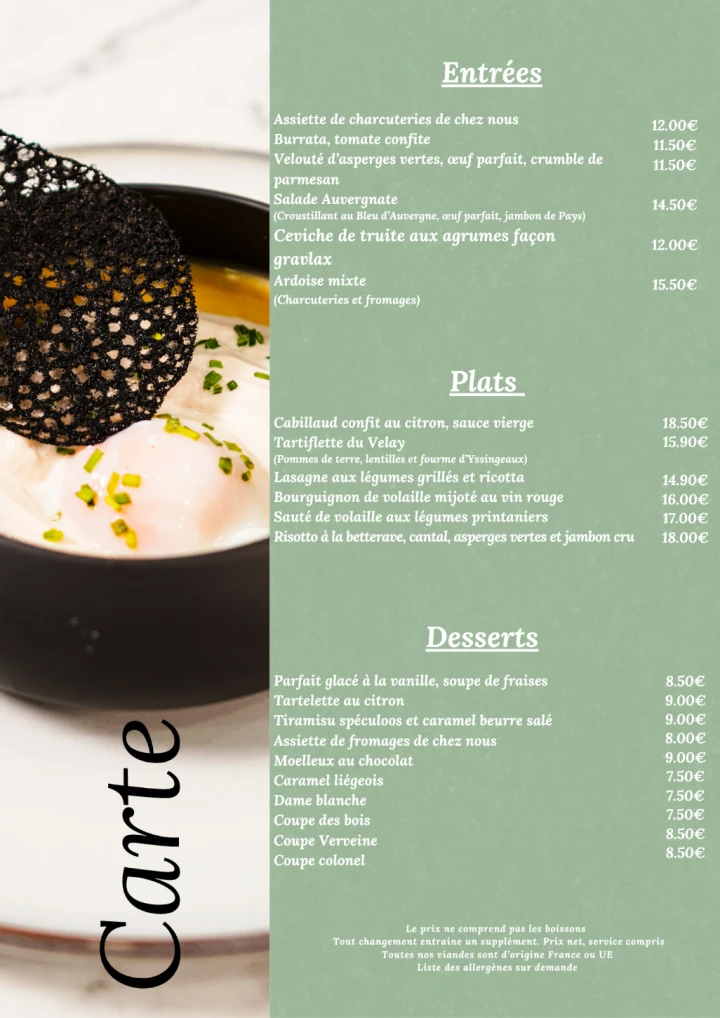   Menu et carte