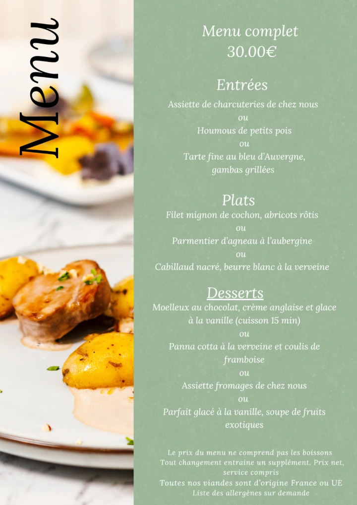   Menu et carte