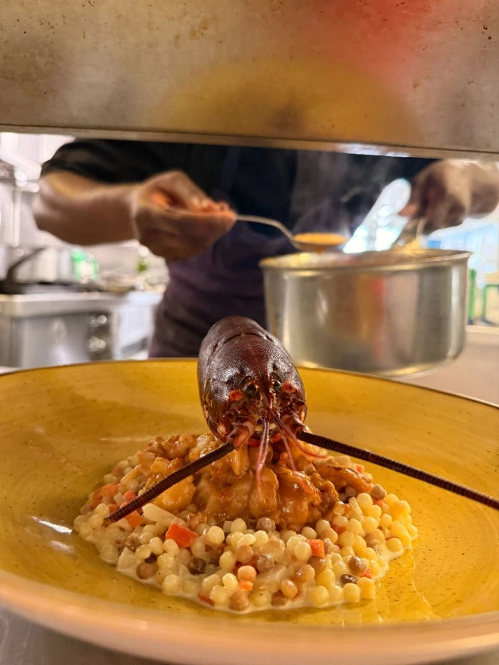 The chef at work in the Bistrot des Grands Crus kitchen