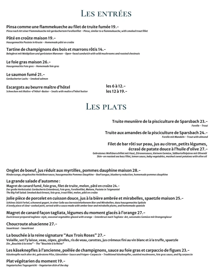   Carte du restaurant