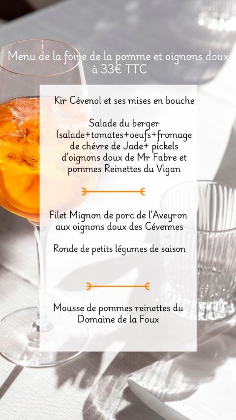 Menu de la foire de la pomme et de l'oignons doux (18 octobre)