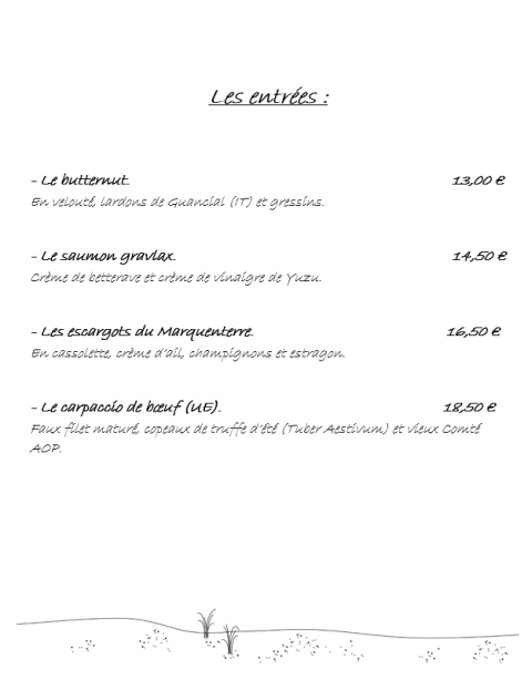 image Nos entr&eacute;es