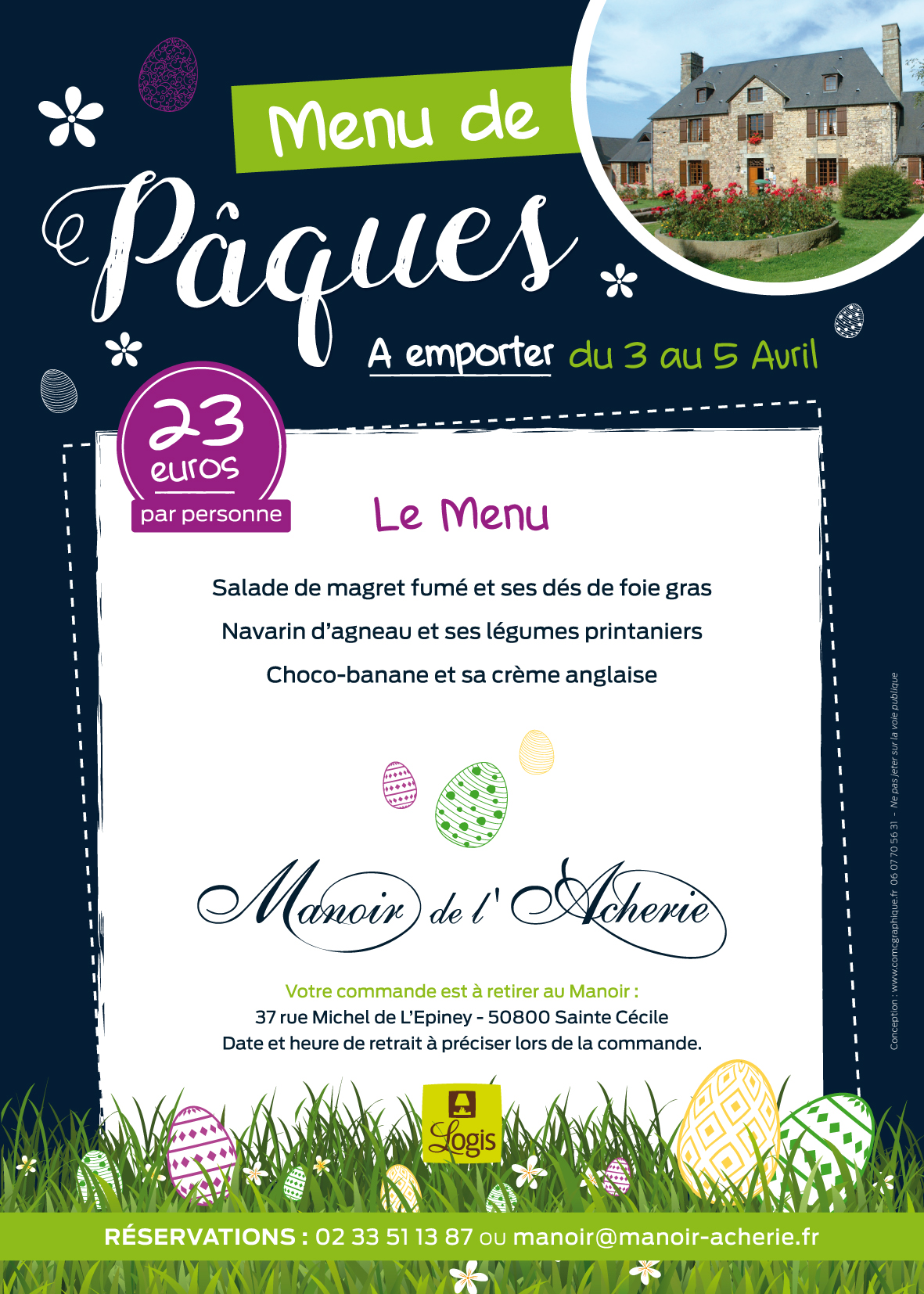 Menu de Pâques à emporter du 3 au 5 avril